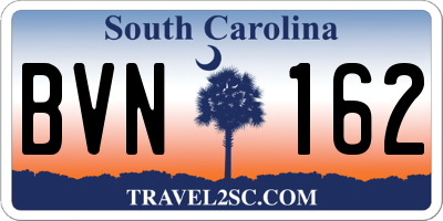 SC license plate BVN162