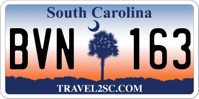 SC license plate BVN163