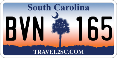 SC license plate BVN165
