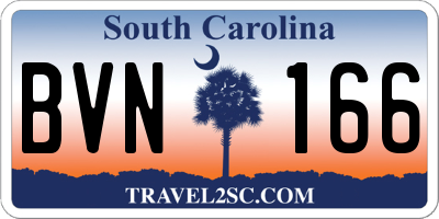 SC license plate BVN166