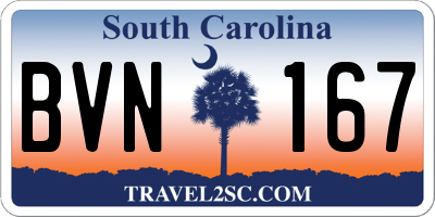 SC license plate BVN167