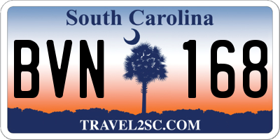 SC license plate BVN168