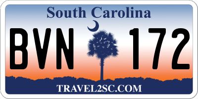 SC license plate BVN172