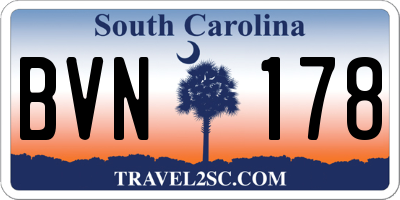 SC license plate BVN178