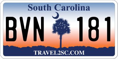 SC license plate BVN181