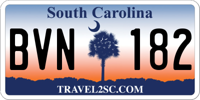 SC license plate BVN182