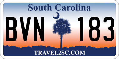 SC license plate BVN183