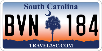 SC license plate BVN184