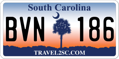 SC license plate BVN186