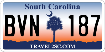 SC license plate BVN187
