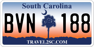 SC license plate BVN188