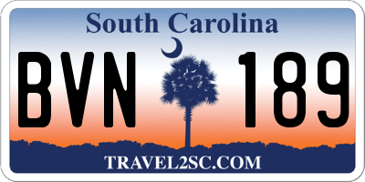 SC license plate BVN189