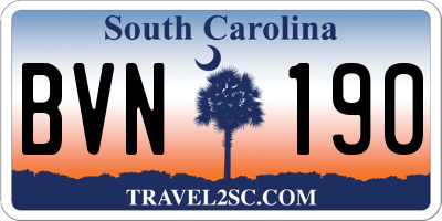 SC license plate BVN190