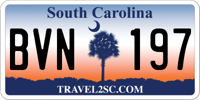 SC license plate BVN197