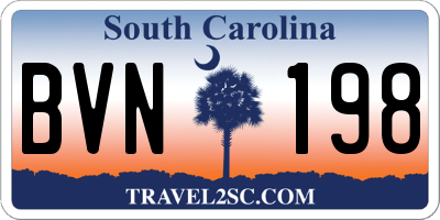 SC license plate BVN198