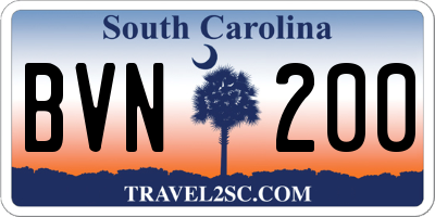 SC license plate BVN200