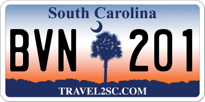 SC license plate BVN201
