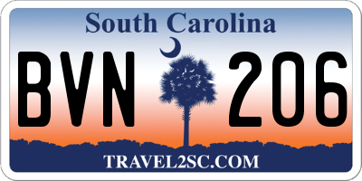 SC license plate BVN206