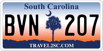 SC license plate BVN207