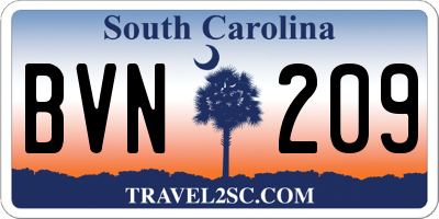 SC license plate BVN209
