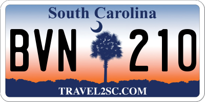 SC license plate BVN210