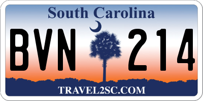 SC license plate BVN214