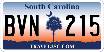 SC license plate BVN215