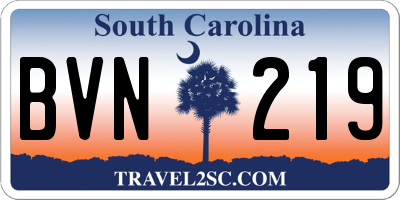 SC license plate BVN219