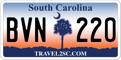 SC license plate BVN220