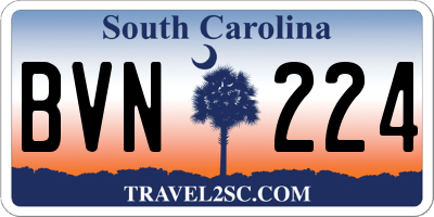 SC license plate BVN224