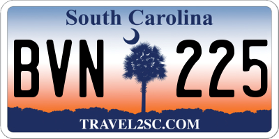 SC license plate BVN225