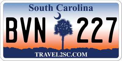 SC license plate BVN227