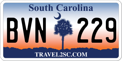SC license plate BVN229