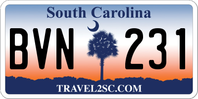 SC license plate BVN231