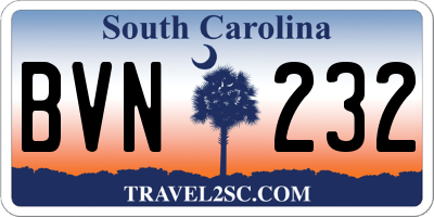 SC license plate BVN232