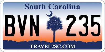 SC license plate BVN235