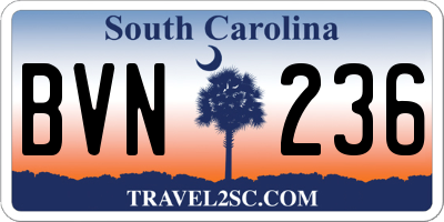 SC license plate BVN236