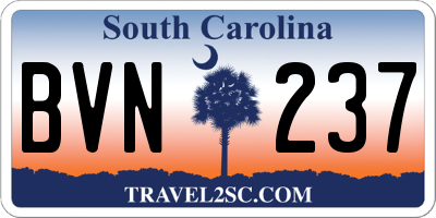 SC license plate BVN237