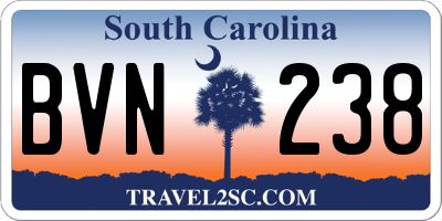 SC license plate BVN238