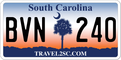 SC license plate BVN240