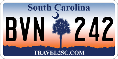 SC license plate BVN242