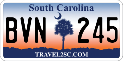 SC license plate BVN245