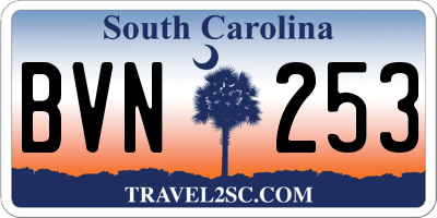 SC license plate BVN253
