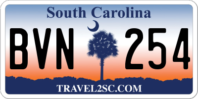 SC license plate BVN254