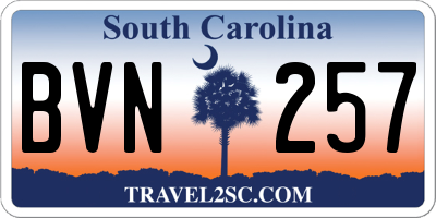 SC license plate BVN257
