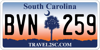 SC license plate BVN259