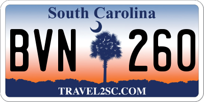SC license plate BVN260