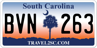 SC license plate BVN263