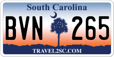 SC license plate BVN265