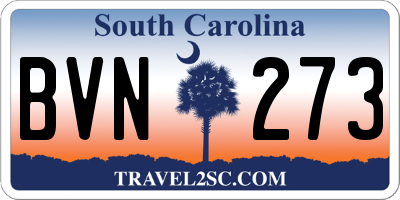 SC license plate BVN273